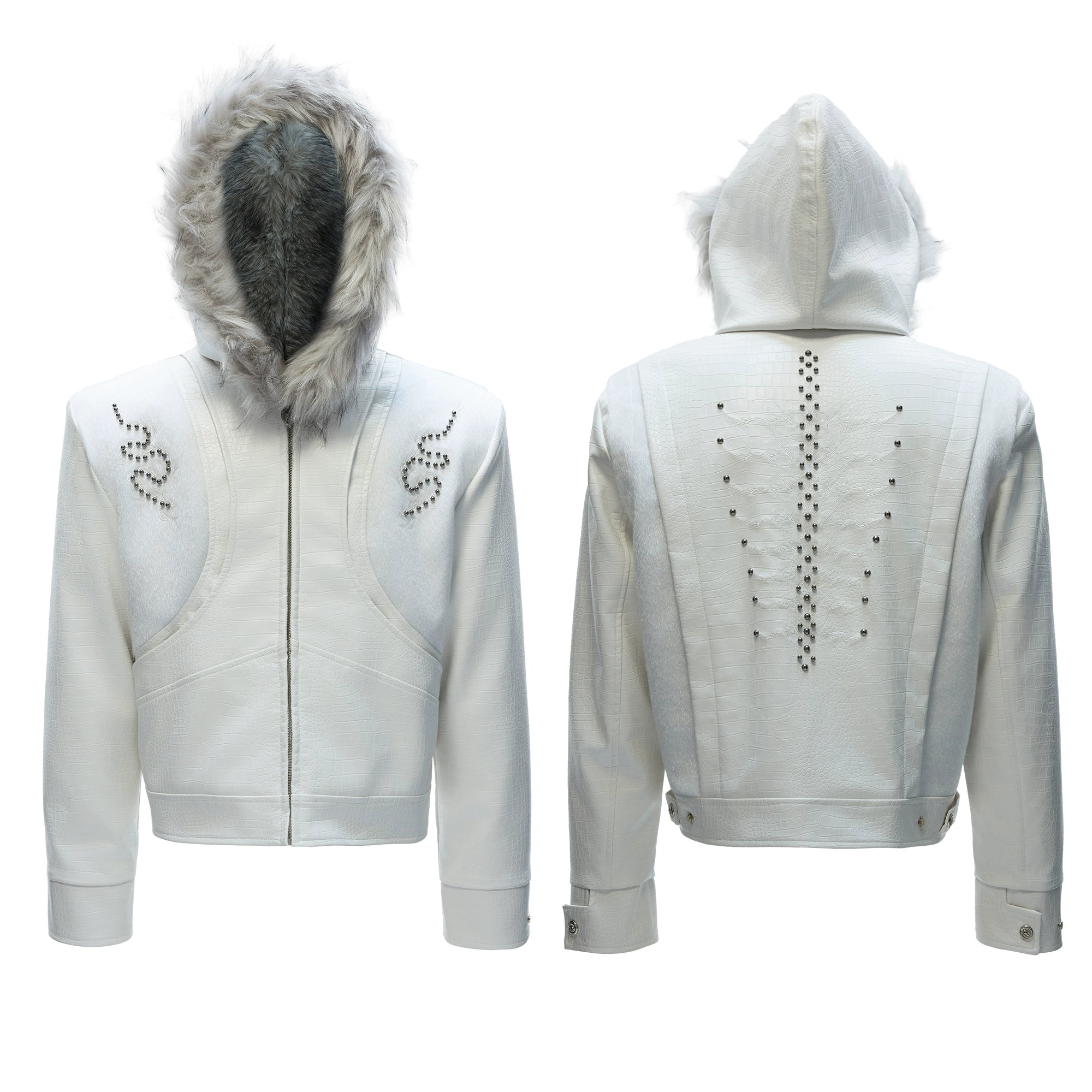 【26s Feb.】Horsehair and Crocodile Print Hooded Jacket