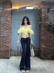 【25s Jul.】Ruffled Boned Corset Tube Top