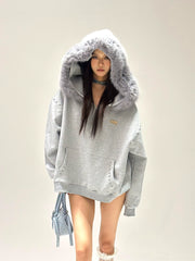 【25s Sep.】Slouchy Fur Collar Cardigan Hoodie