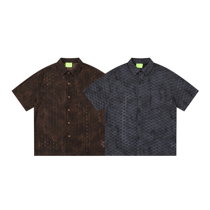 Distressed Tie-Dye Texture Short Sleeve Shirt