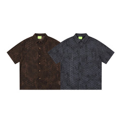 Distressed Tie-Dye Texture Short Sleeve Shirt