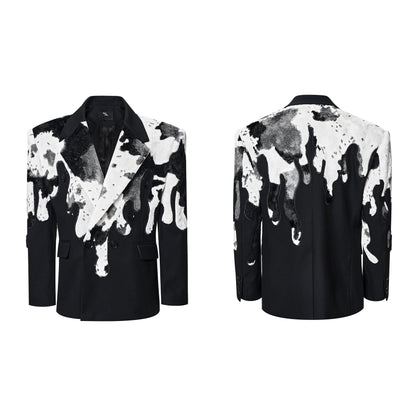 Cow-print Fur Blazer