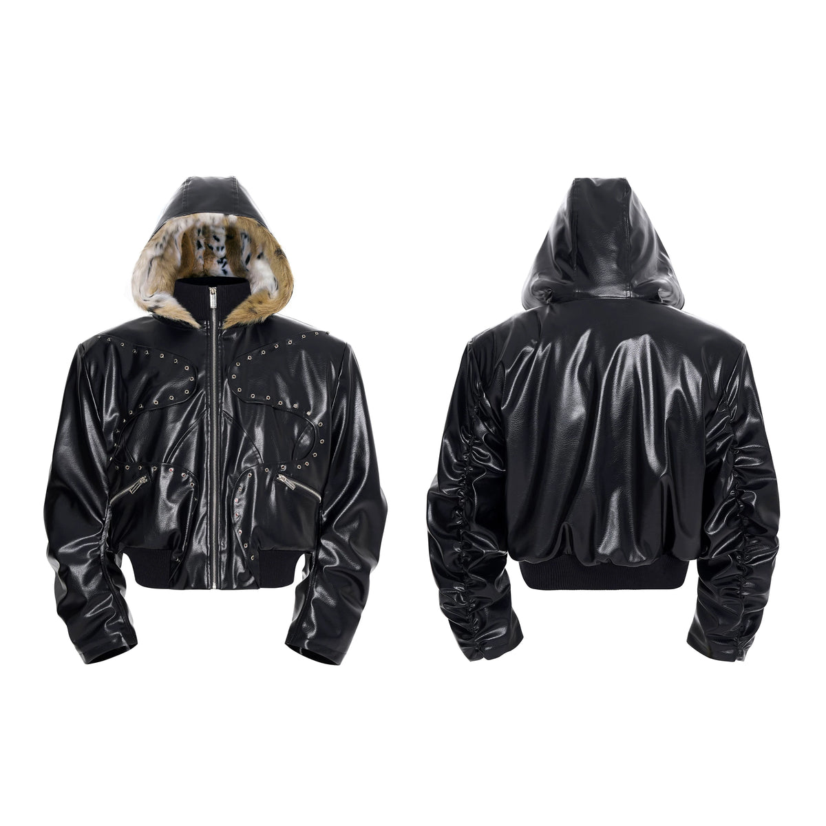 Studded Faux Fur Coat