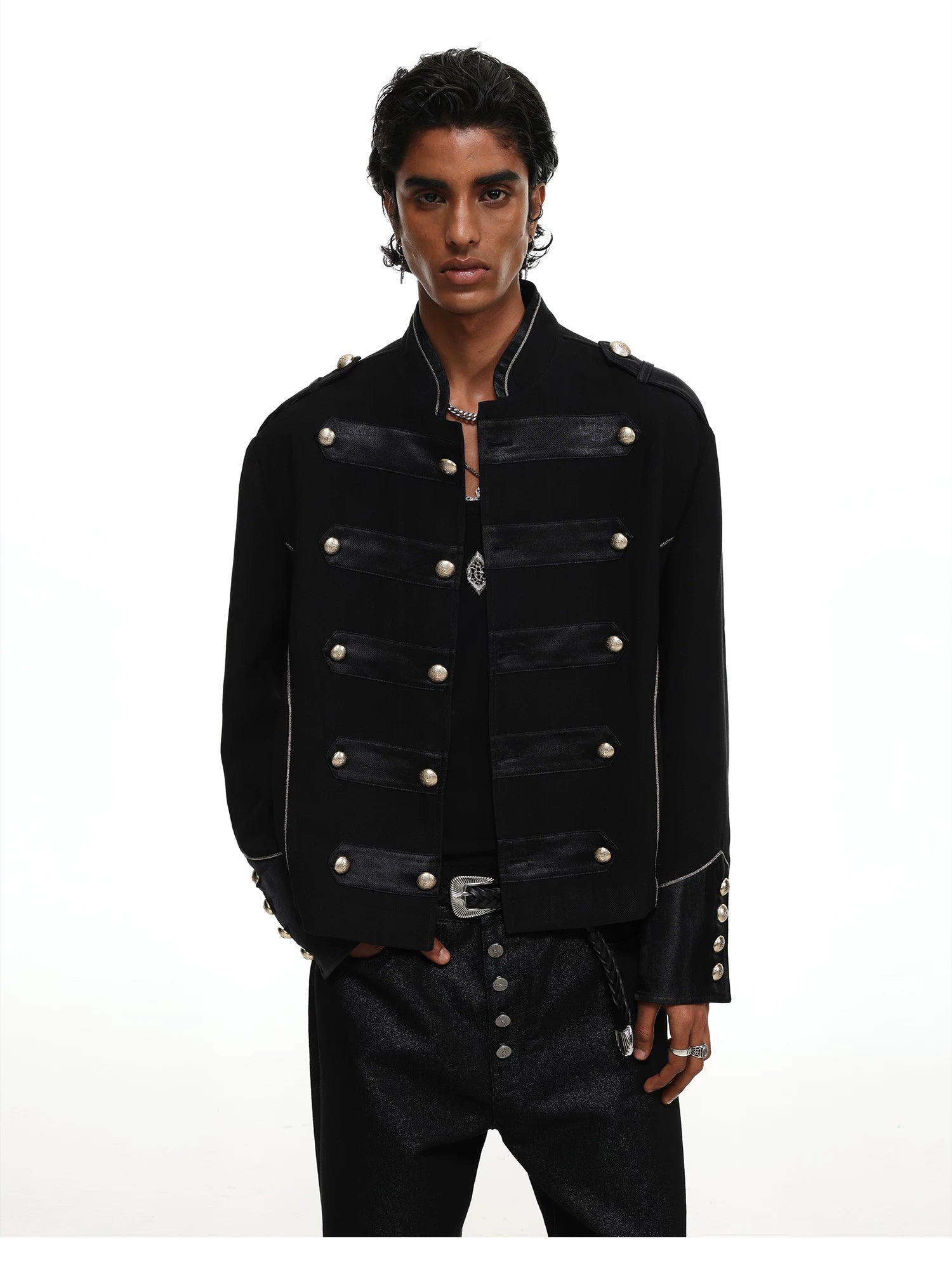 【26s May】Napoleonic Stand Collar Metal Button Lightweight Shirt Jacket