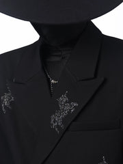 【26s May.】Rhinestone Structured Slim Black Blazer