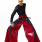 【25s Oct.】Denim Patchwork Red Leather Jacket/Double Waist Leather Pants
