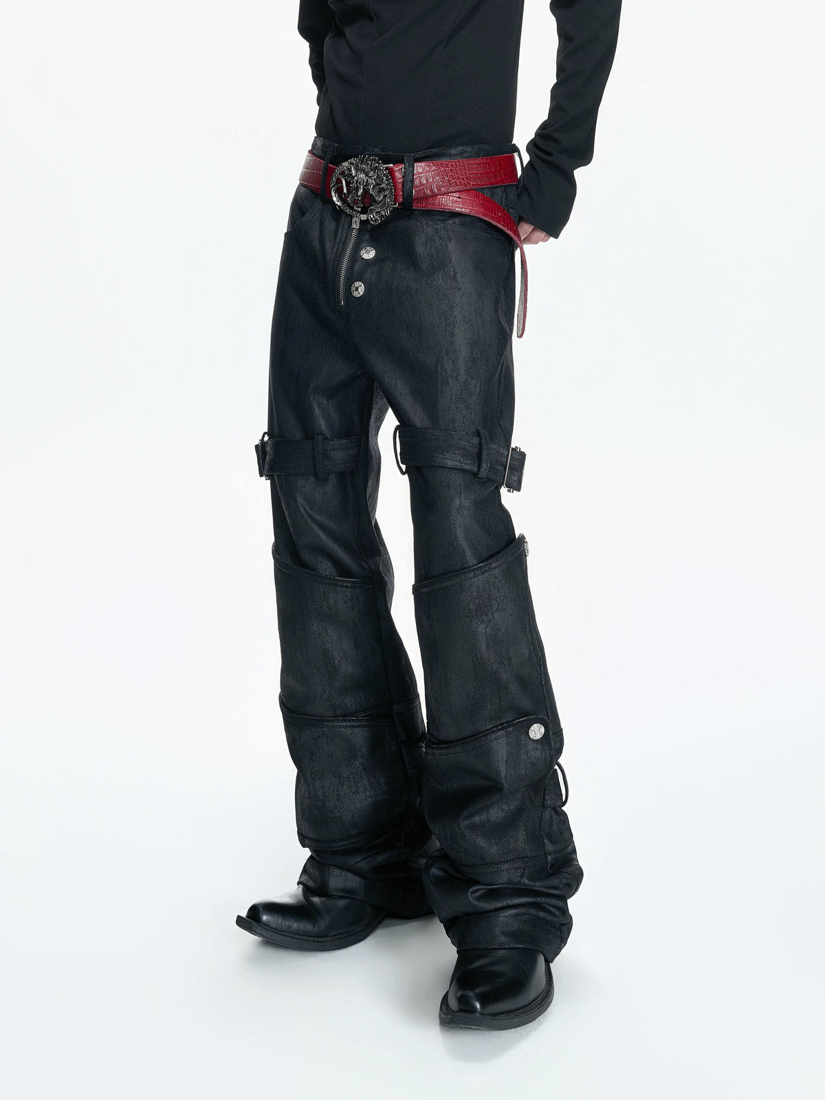 【26s Mar.】Waxed Buttoned Straight Denim Pants
