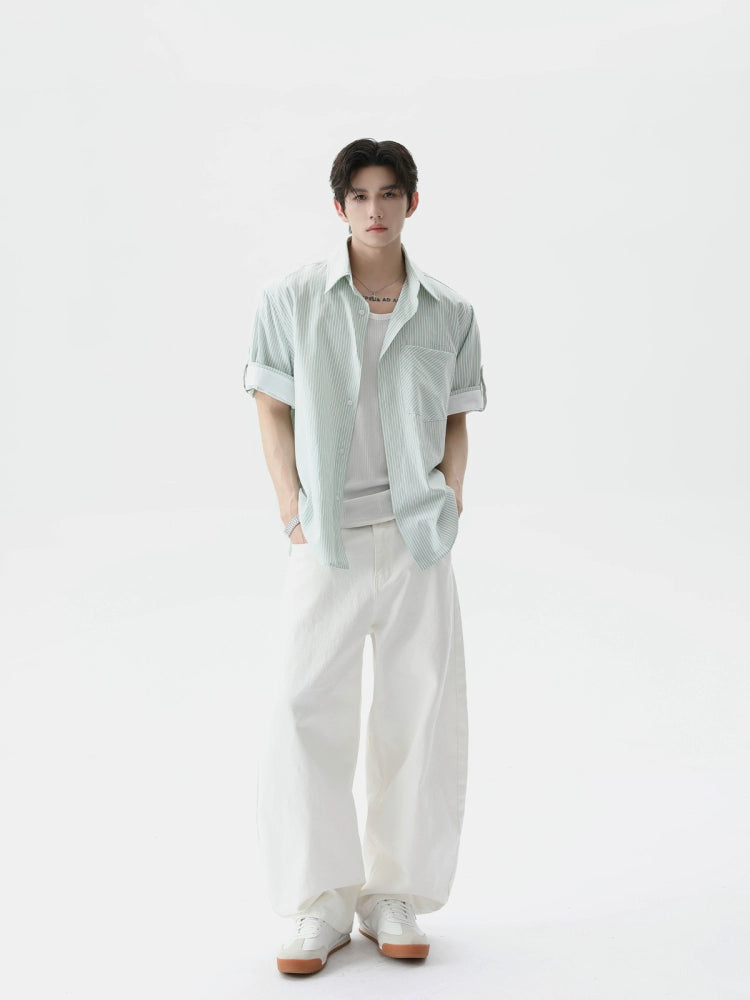 【25s Aug.】Summer Simple Design Striped Shirt