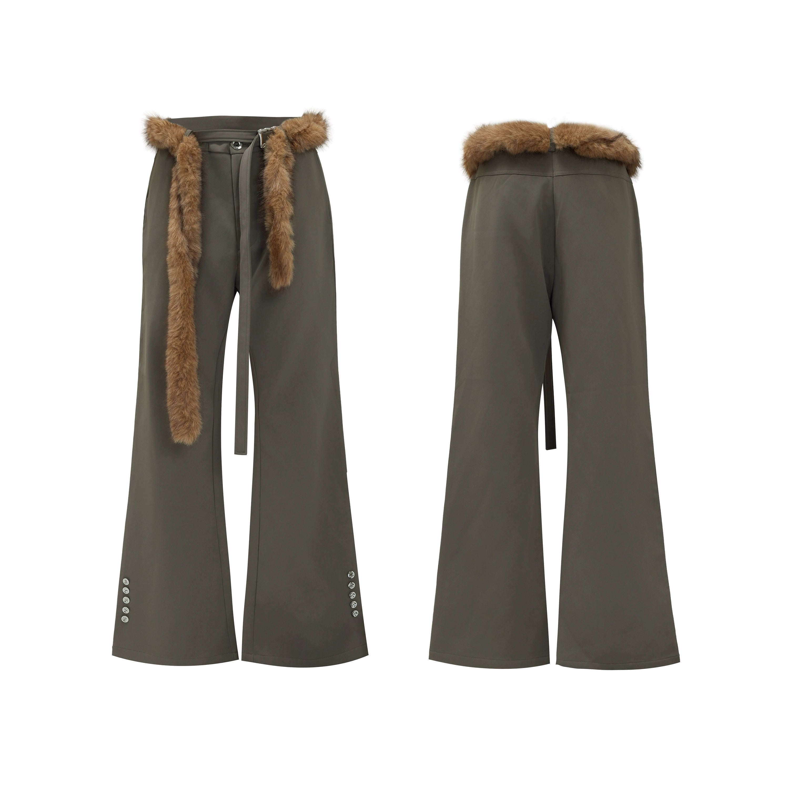 【25s Nov.】Furry Ribbon Metal Button Trousers