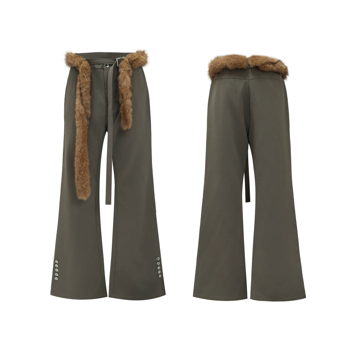 【25s Nov.】Furry Ribbon Metal Button Trousers