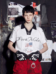 Black White Contrast Football Jersey Tee