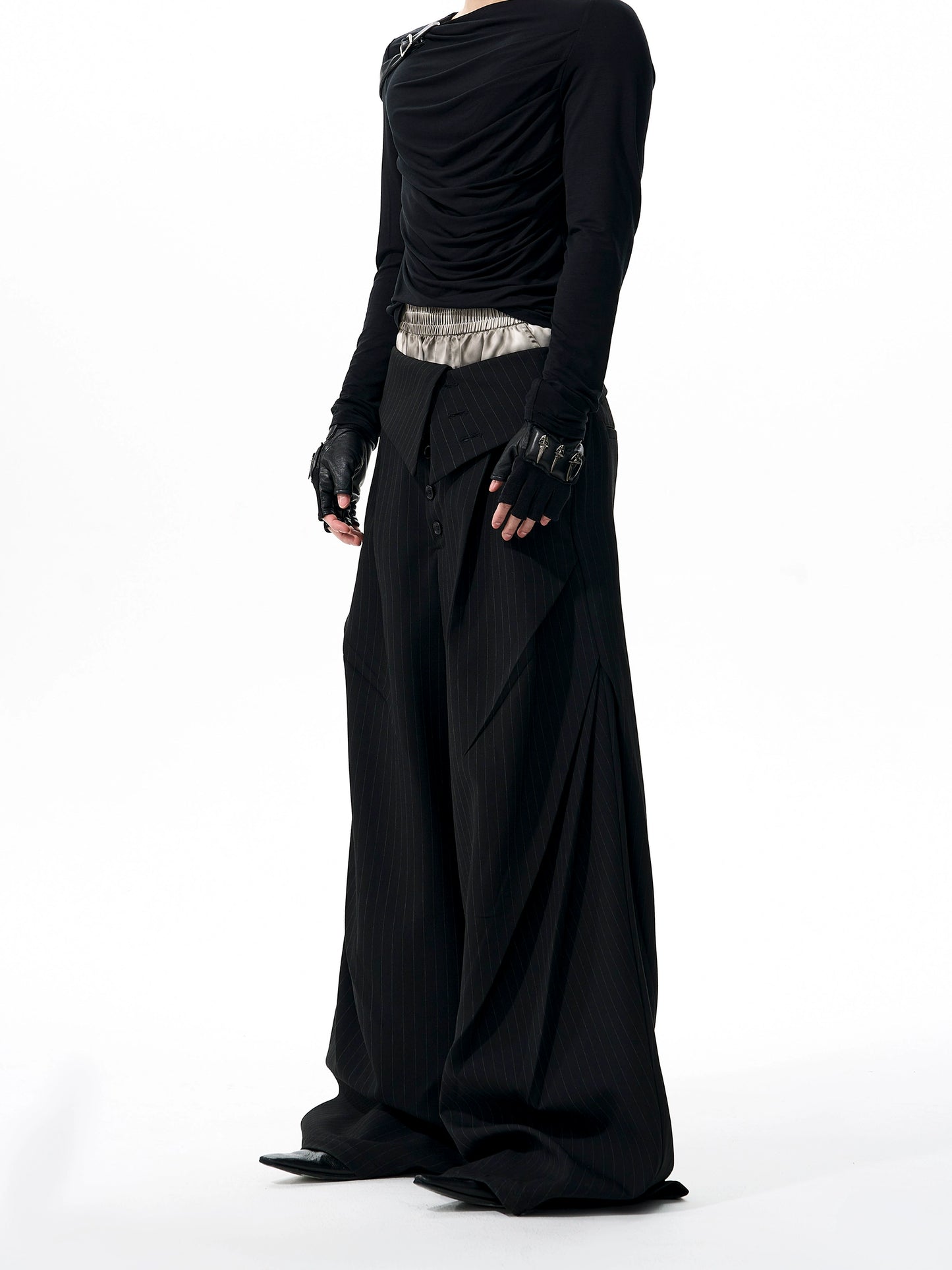 【25s Oct.】Foldable Waistband Vertical Striped Trousers