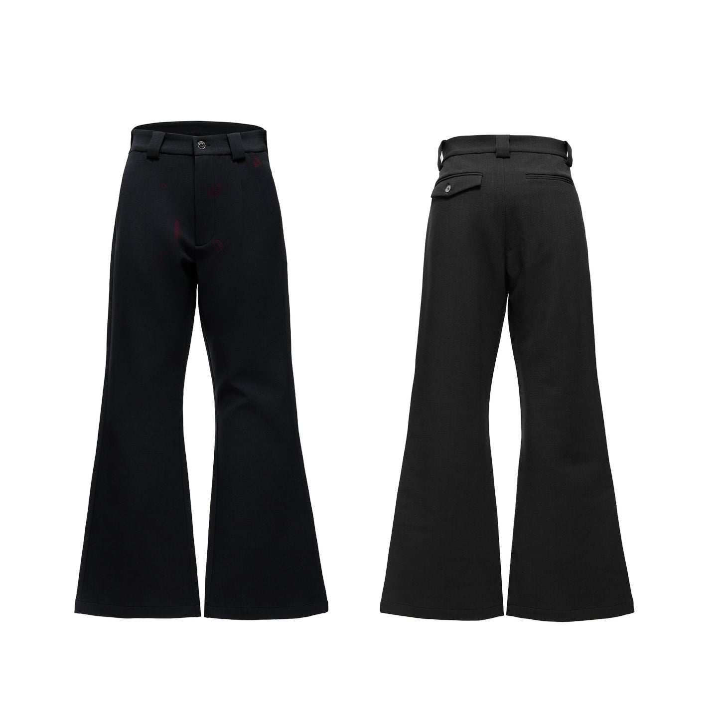 【25s Aug.】Pleated Red Lip Print Flared Trousers