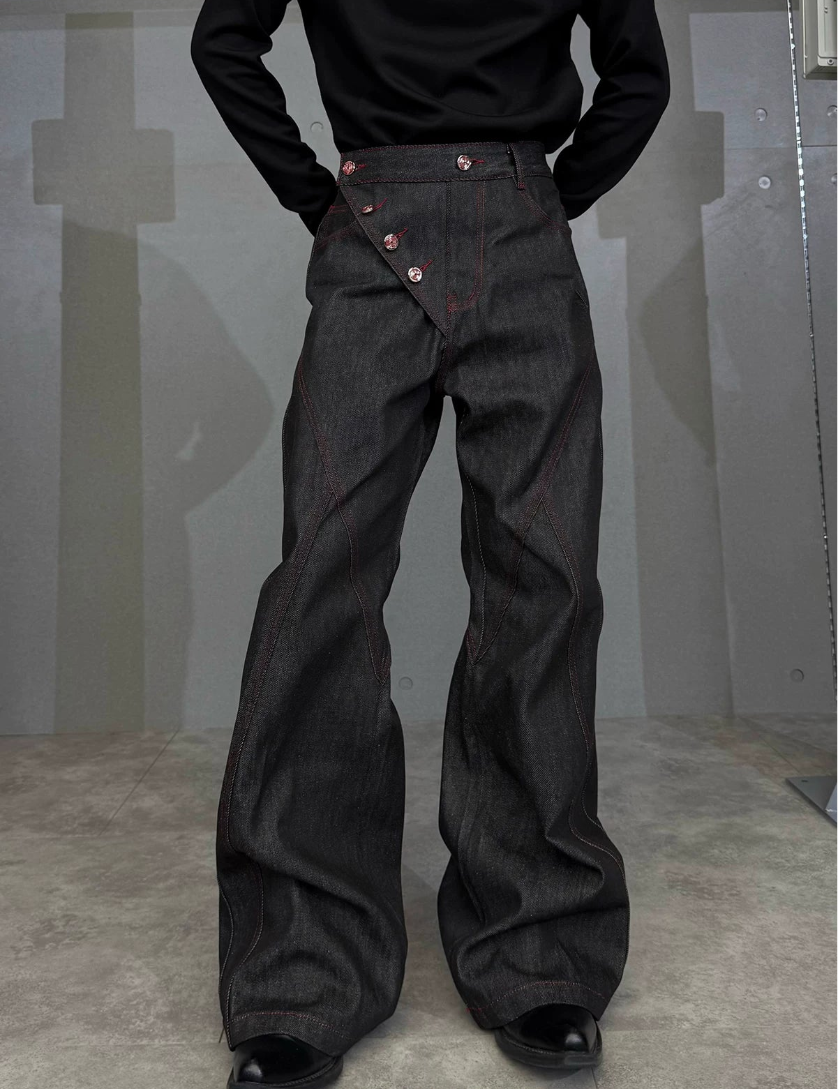 【26s Feb.】14.5oz Raw Selvedge Black Slight Flare Denim Pants