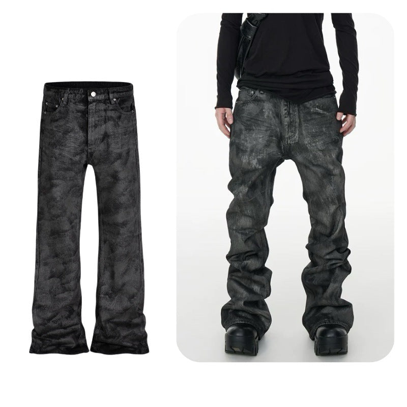 【25s Aug.】Vintage Coated Waxed Flared Jeans