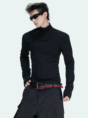 Sculpted Mock Neck Long Sleeve Tee