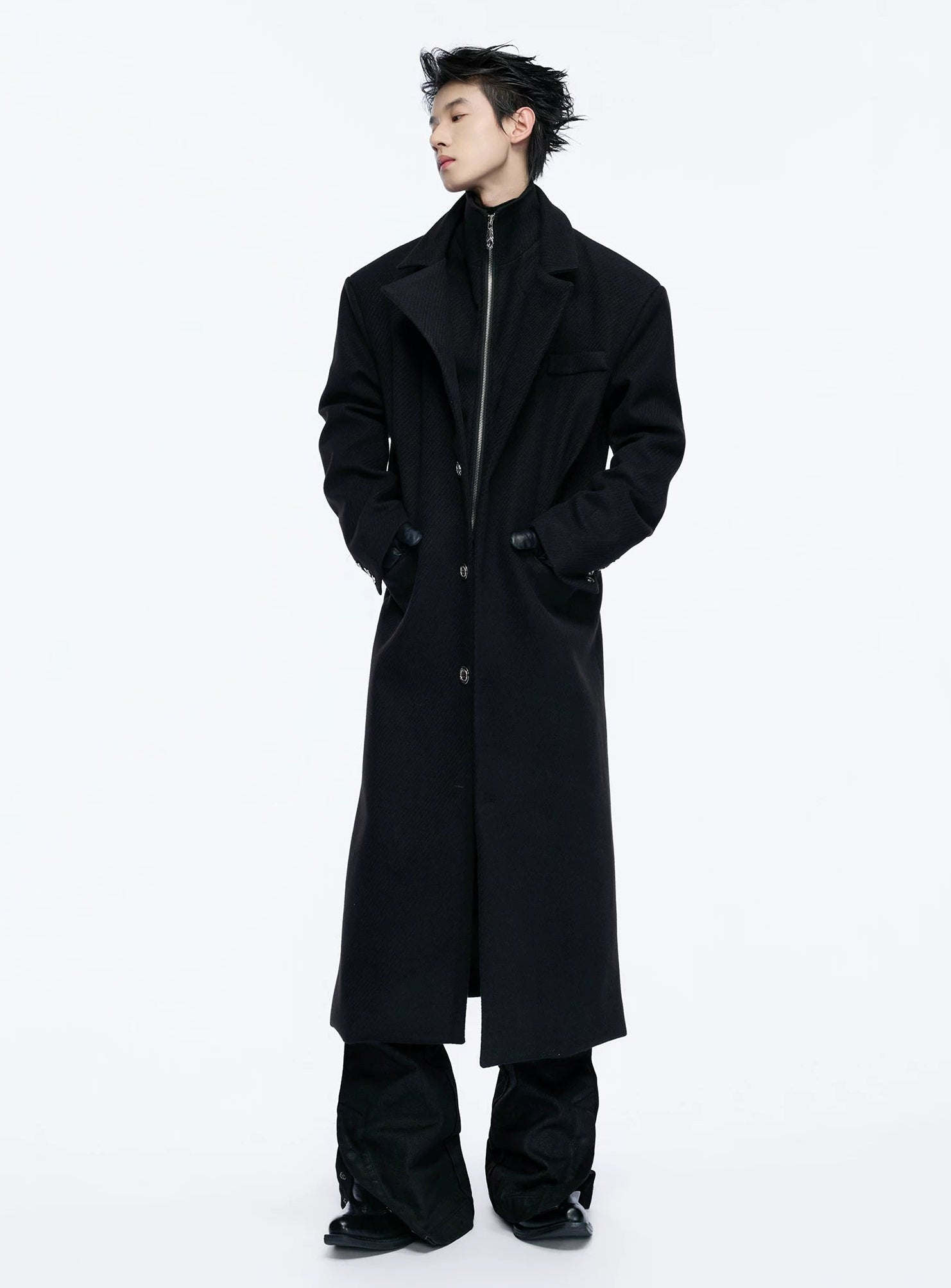 Power Collar Wool Blend Coat