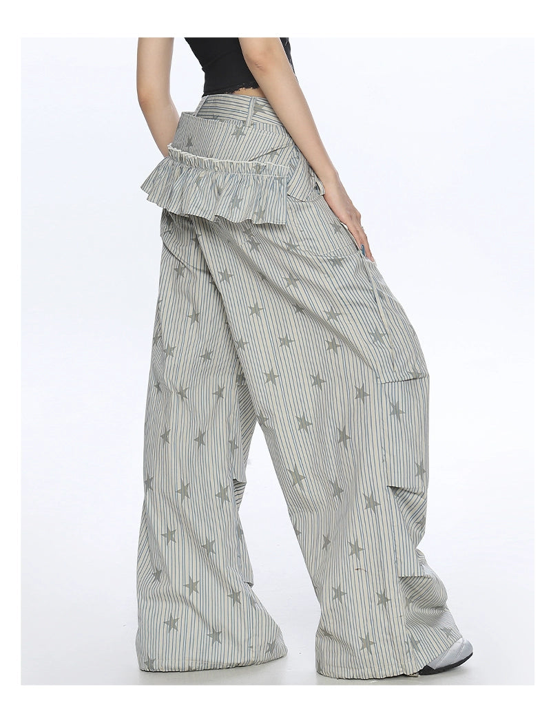 【25s Nov.】Striped Star Print Cargo Pants