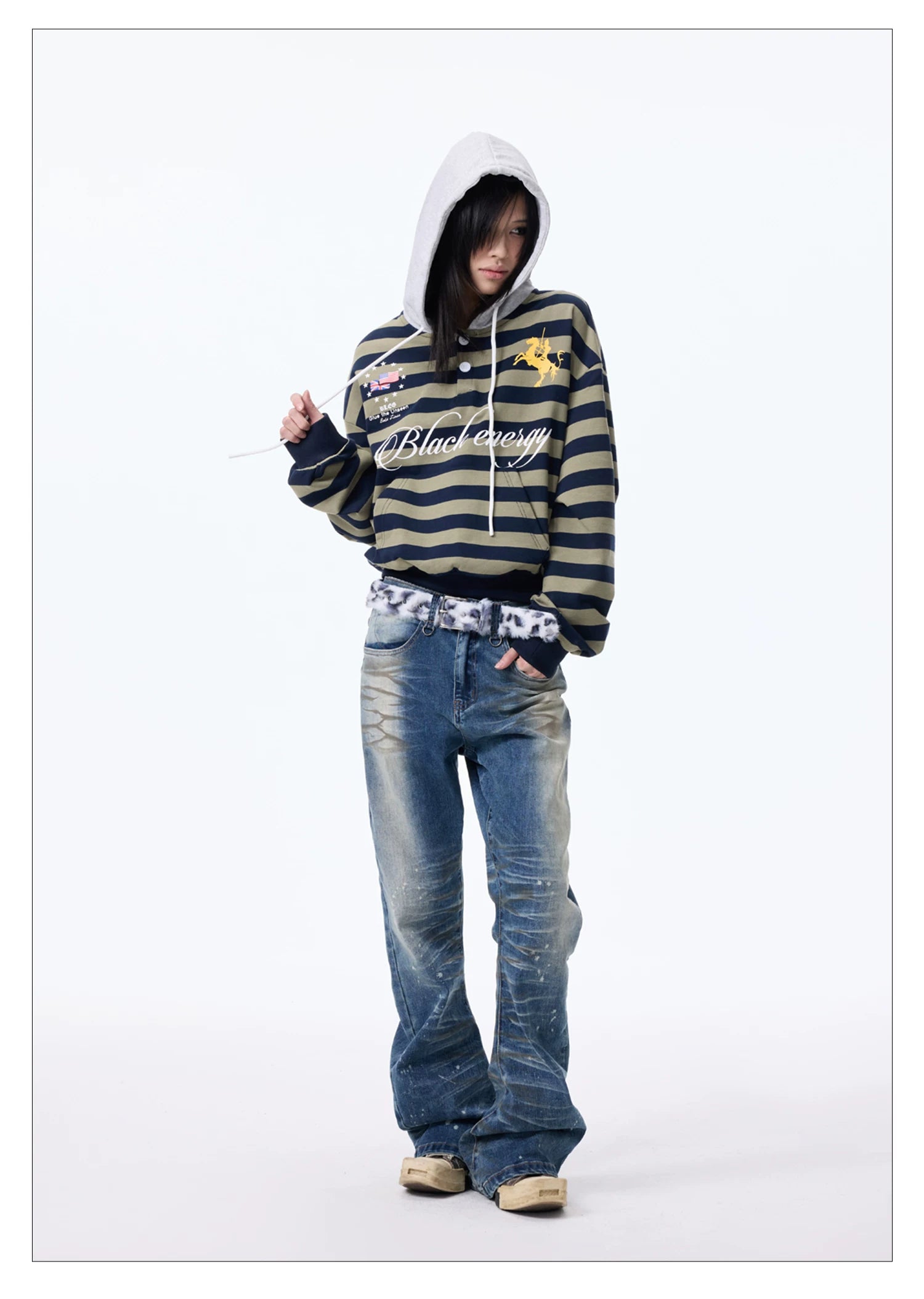 Washed Paint Splatter Curved Skinny Jeans