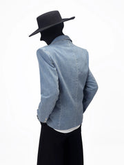 Vintage Washed Denim Blazer