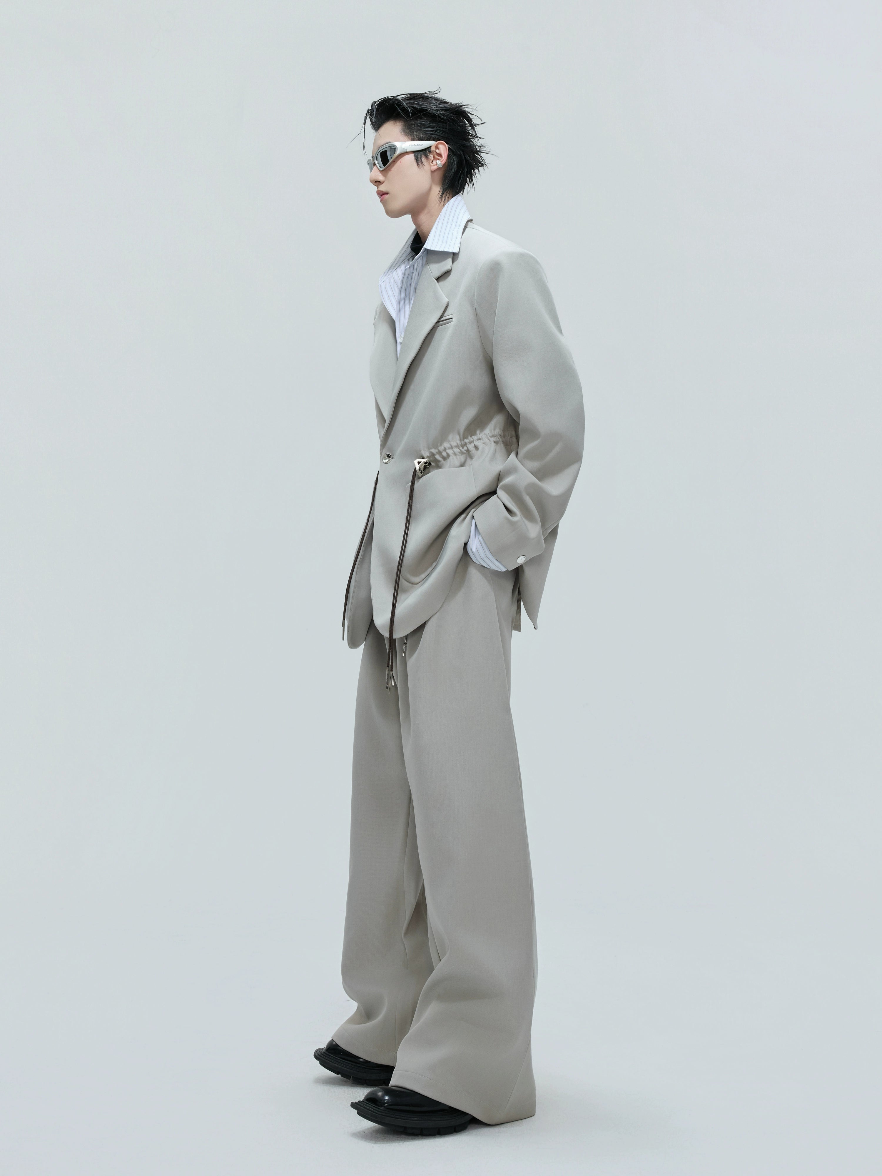 【25s Nov.】Drawstring Waist Padded Shoulder Suit/ Trousers
