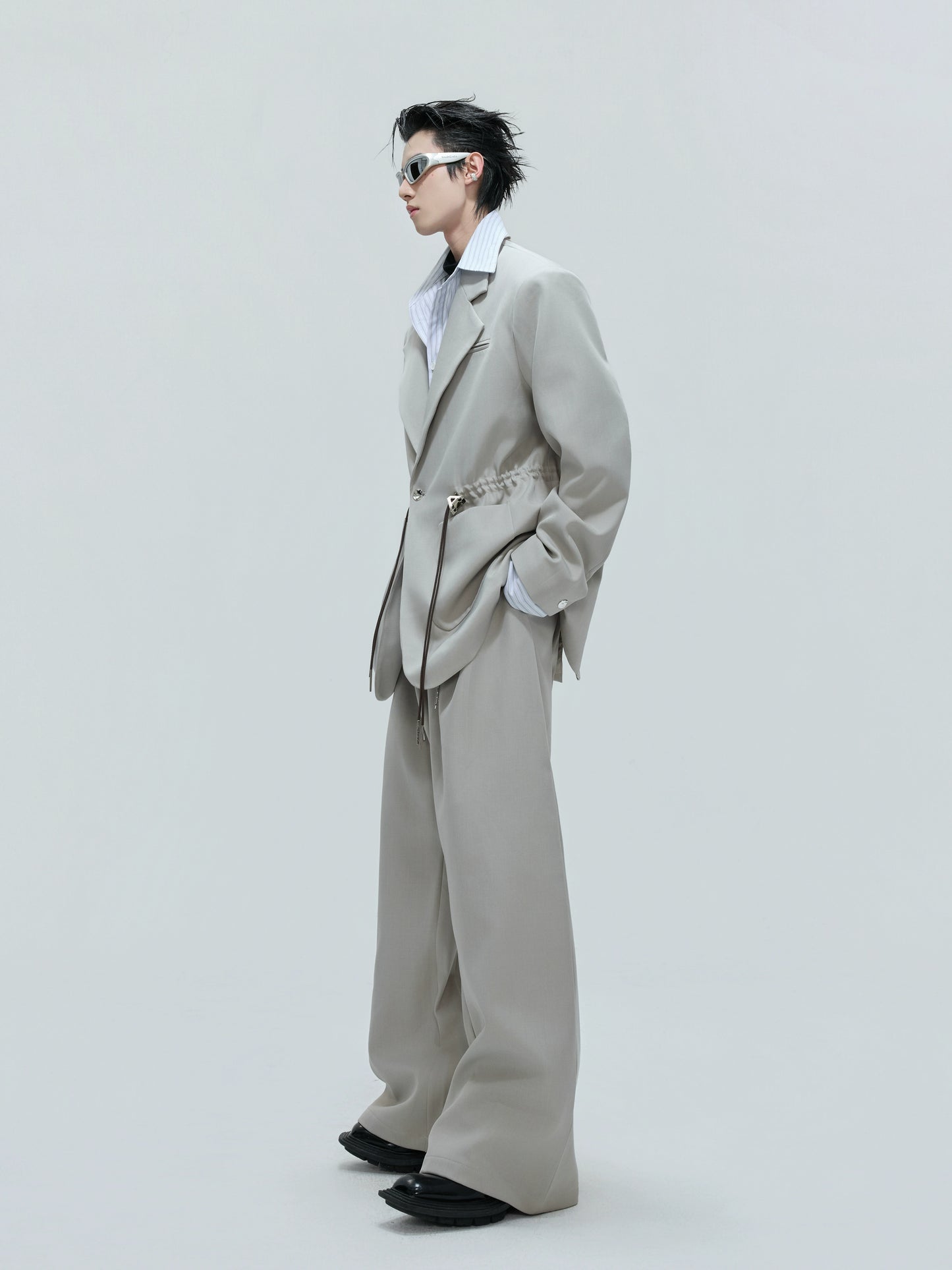 【25s Nov.】Drawstring Waist Padded Shoulder Suit/ Trousers