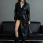 【25s Sep.】Deconstructed Crocodile-effect Metal Buttons Leather Coat