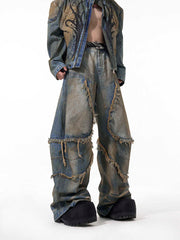 【25s Apr.】Wasteland Style Short Hand-painted Denim Jacket / Jeans