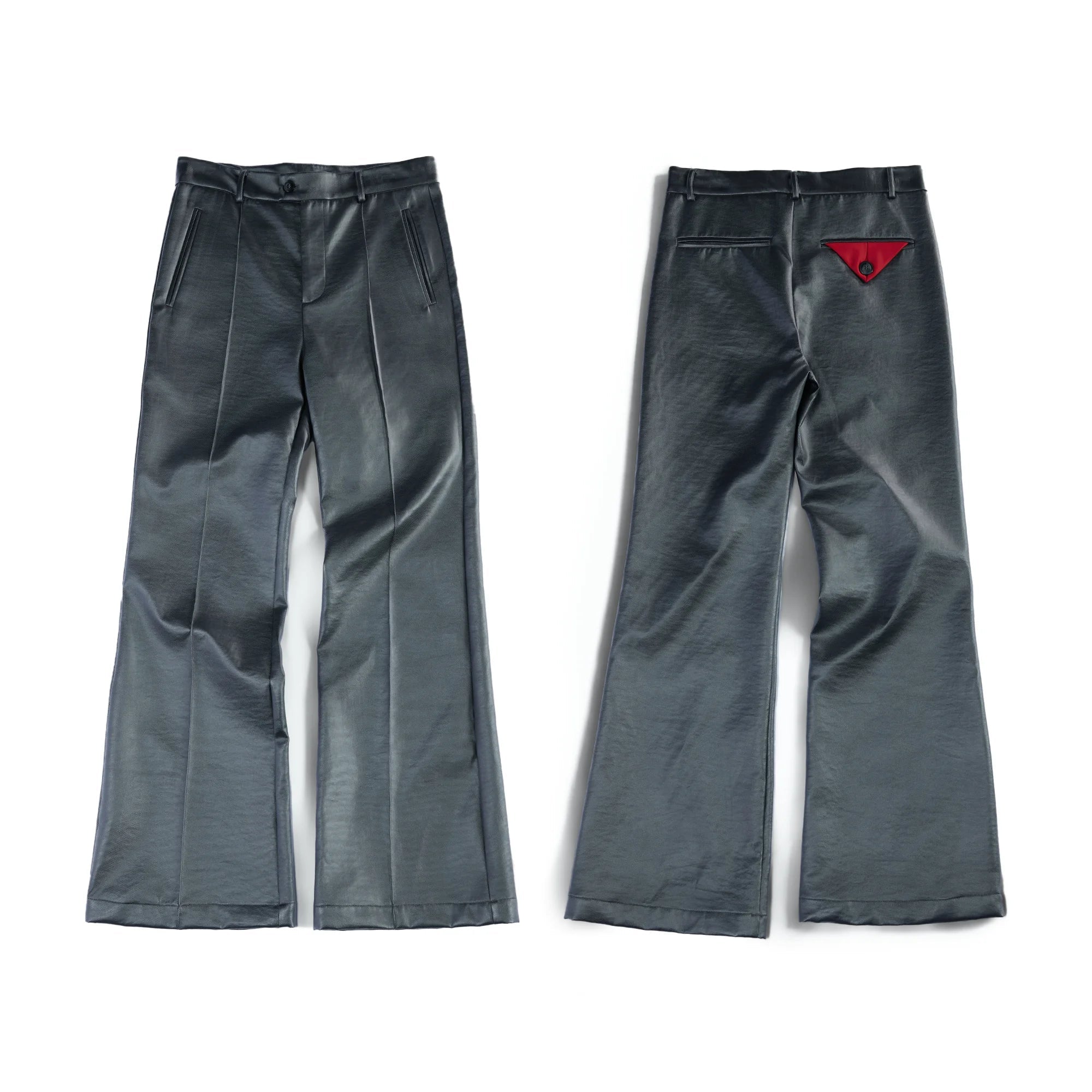 Vegetable-Tanned Concept Matte Bio-Leather Straight Flared Pants