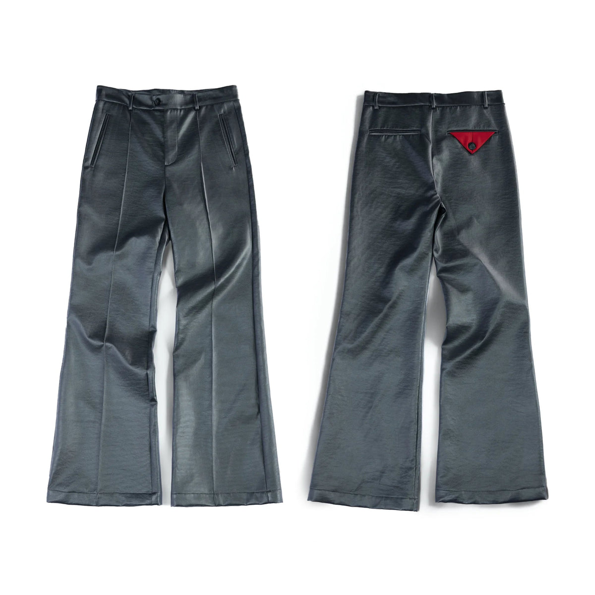 Vegetable-Tanned Concept Matte Bio-Leather Straight Flared Pants