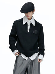 Layered Shirt Knit Sweater