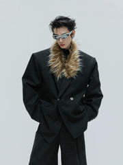 【25s Nov.】Elegant Detachable Fur Collar Wool Suit/Trousers