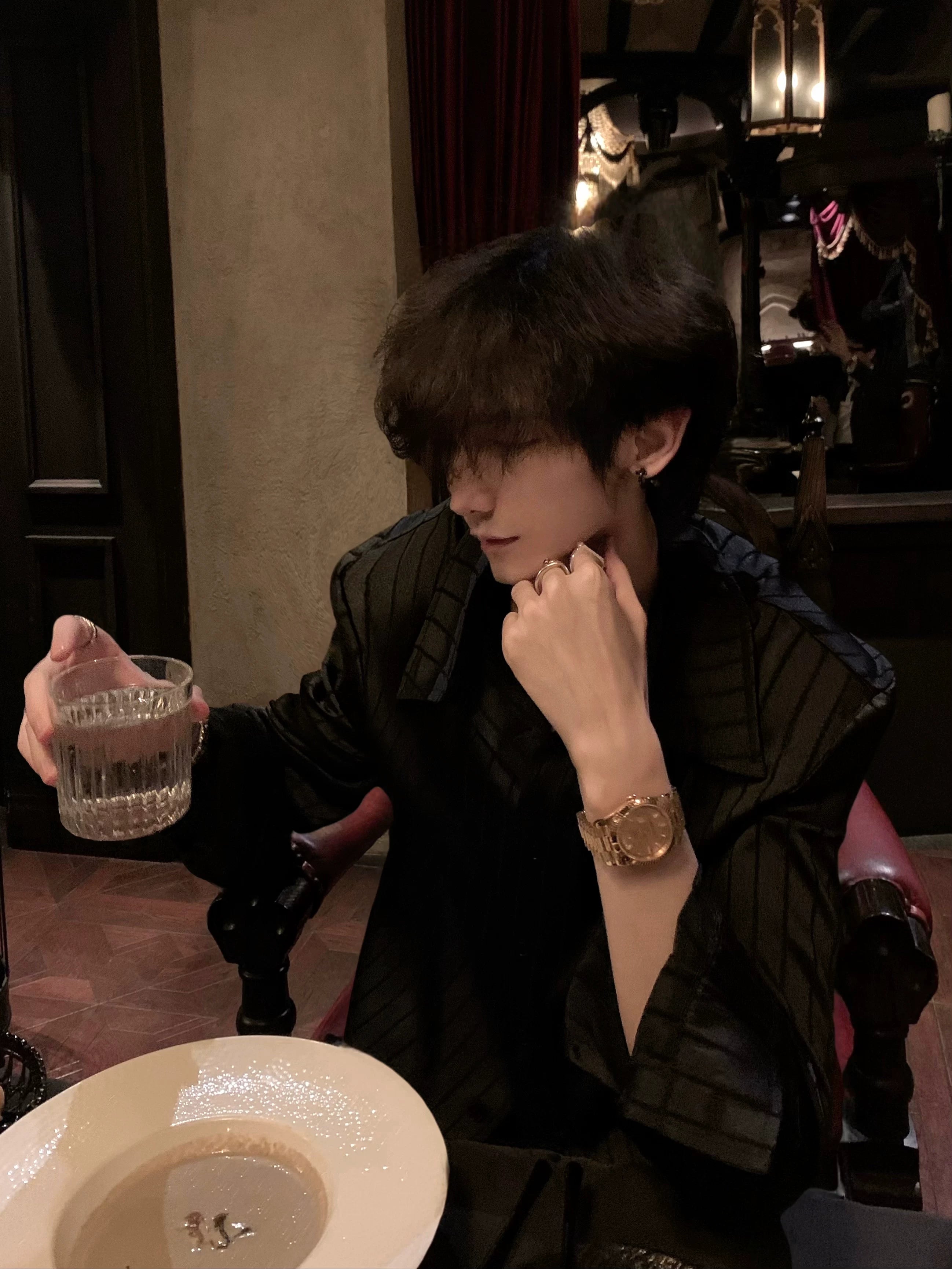 Dark Shimmer Striped Satin Shirt