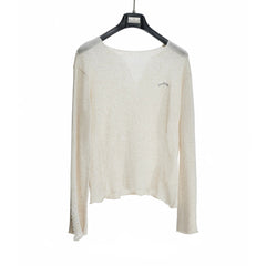 Distressed Mesh V-Neck Knit Top