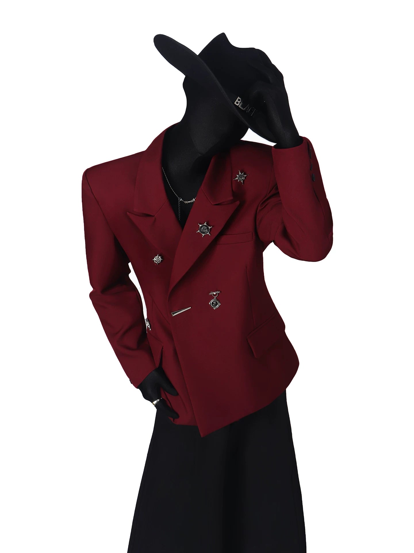 【26s Apr.】Metal-Embellished Waist-Defining Blazer