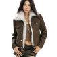 【25s Nov.】Fur Collar Slim-fit Leather Jacket