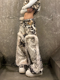 【25s Nov.】Leopard Print Plush Patchwork Jeans