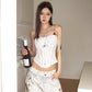 【25s Jul.】 Lace Herringbone Pattern Vest Top