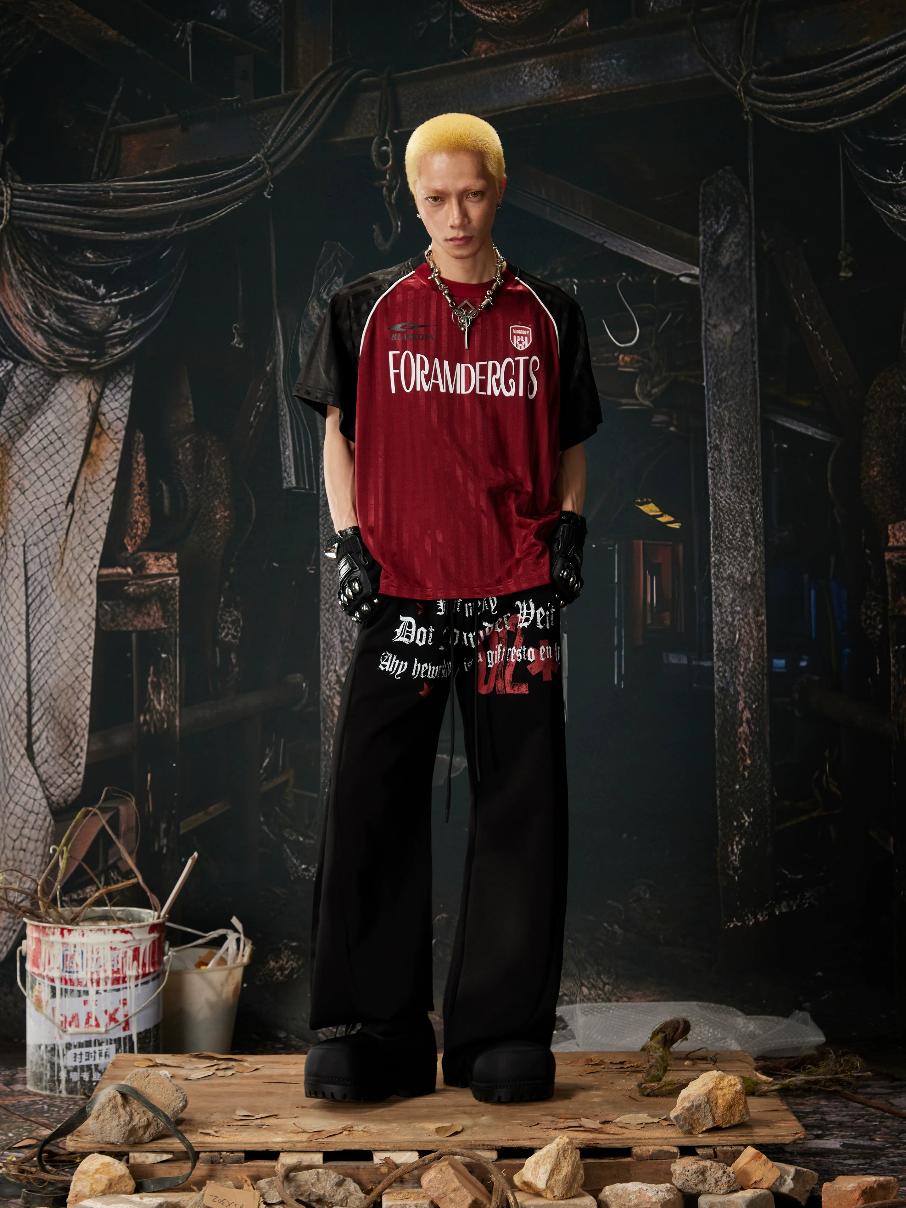 Red Black Contrast Jersey Tee