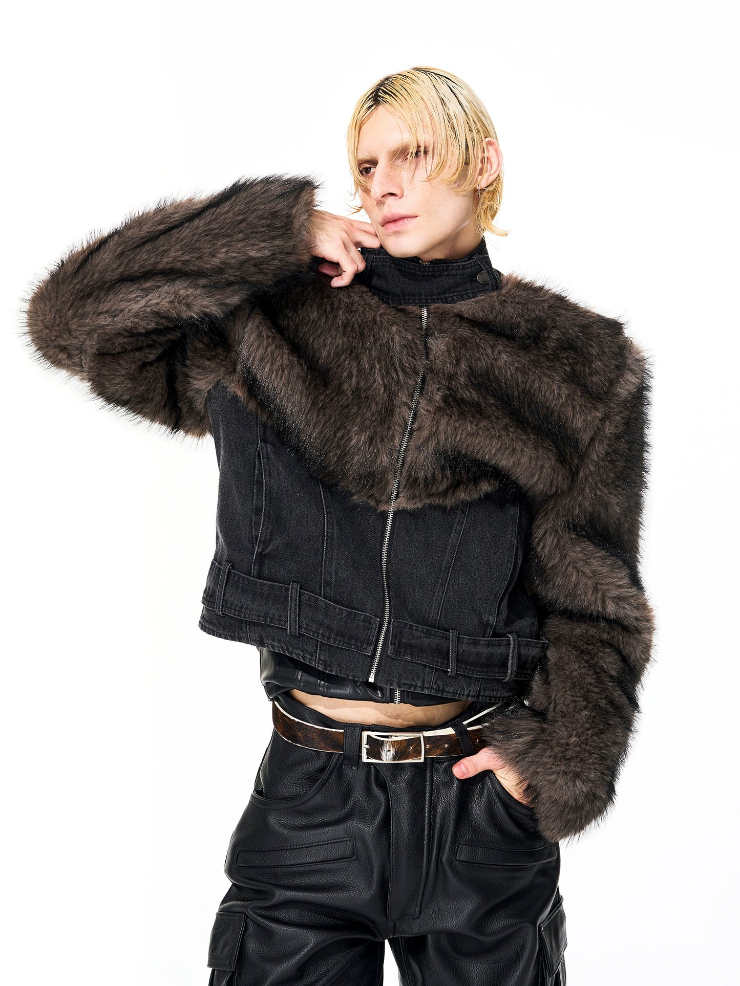 Super Warm Faux Fur Paneled Denim Jacket