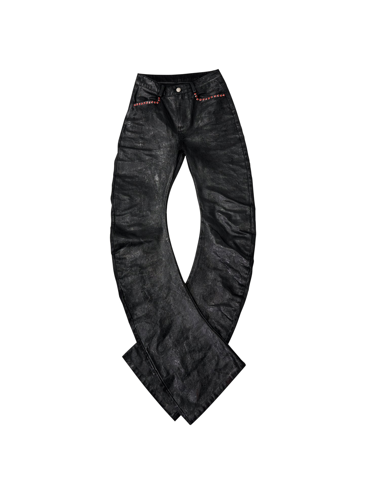 【25s Nov.】Glossy Waxed Curved Pile Jeans