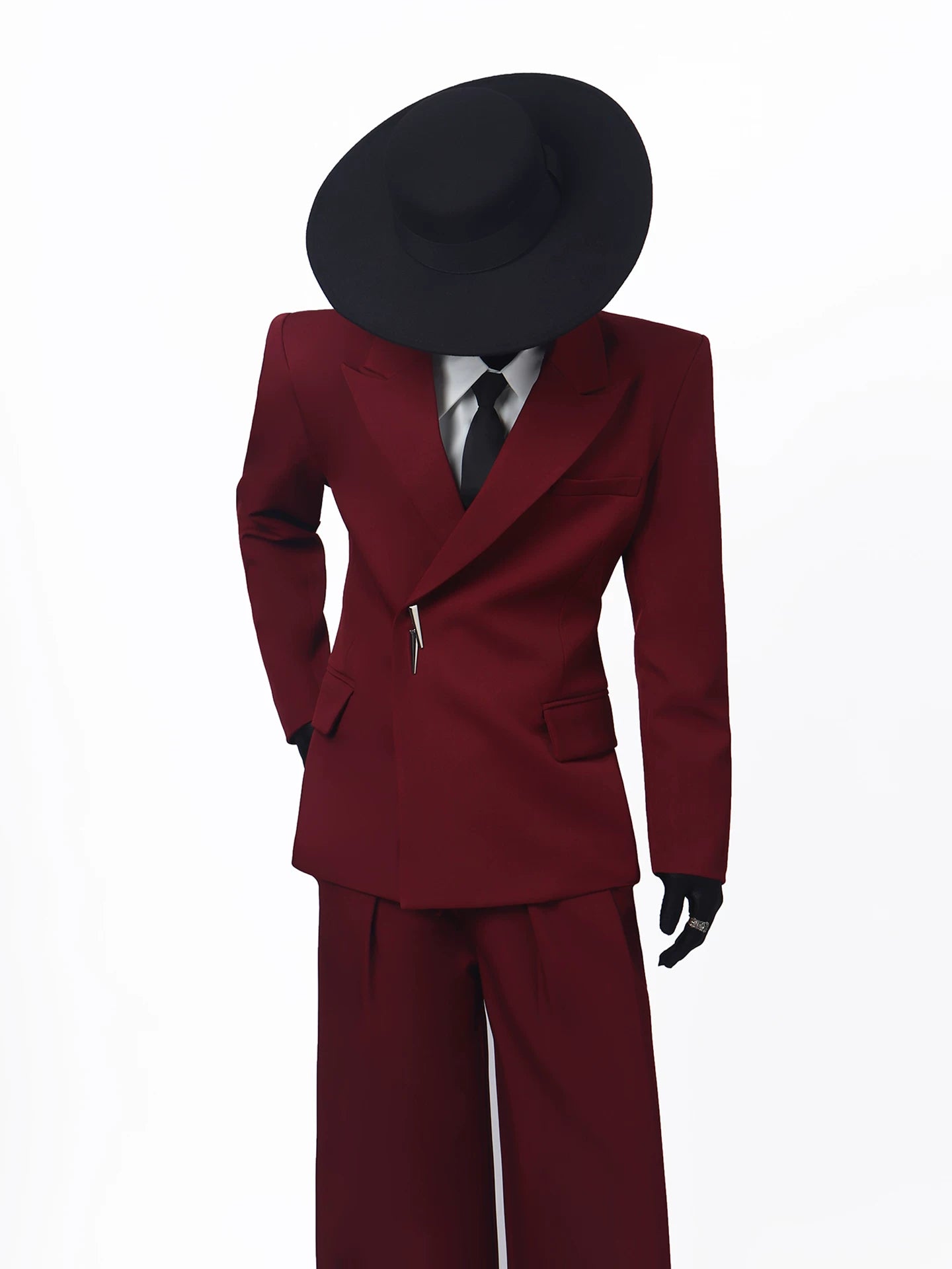 【26s May.】Burgundy Structured Shoulder Suit Set