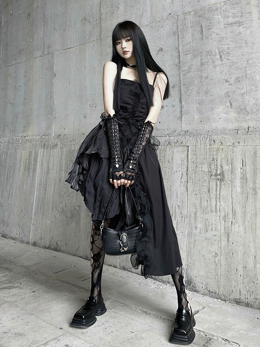 【25s Jul.】Irregular Suspender Lace Dress