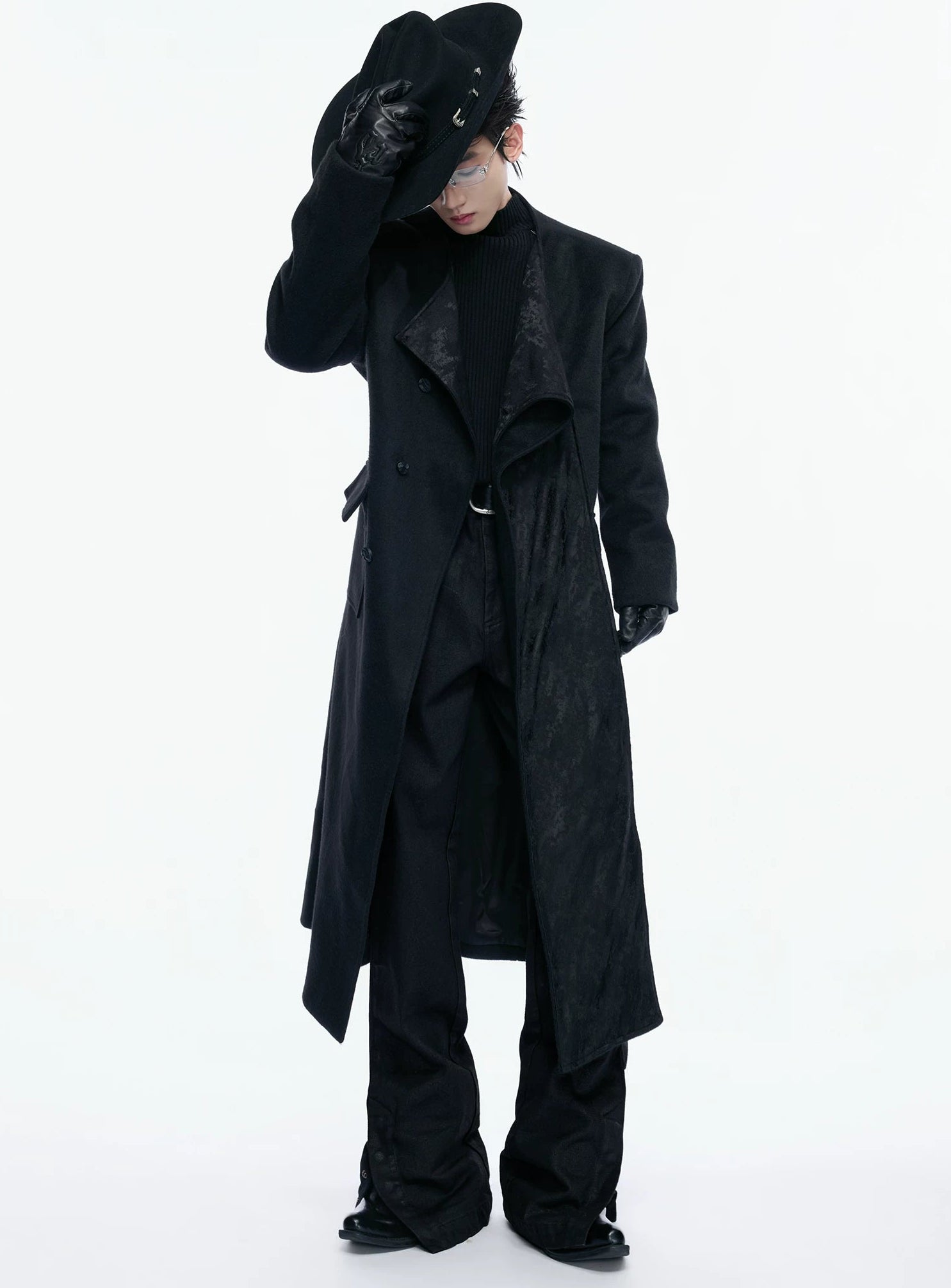 Jacquard Wool Blend Scarf Coat