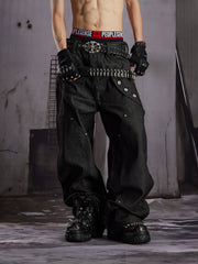 Double Waist Raw Denim Jeans
