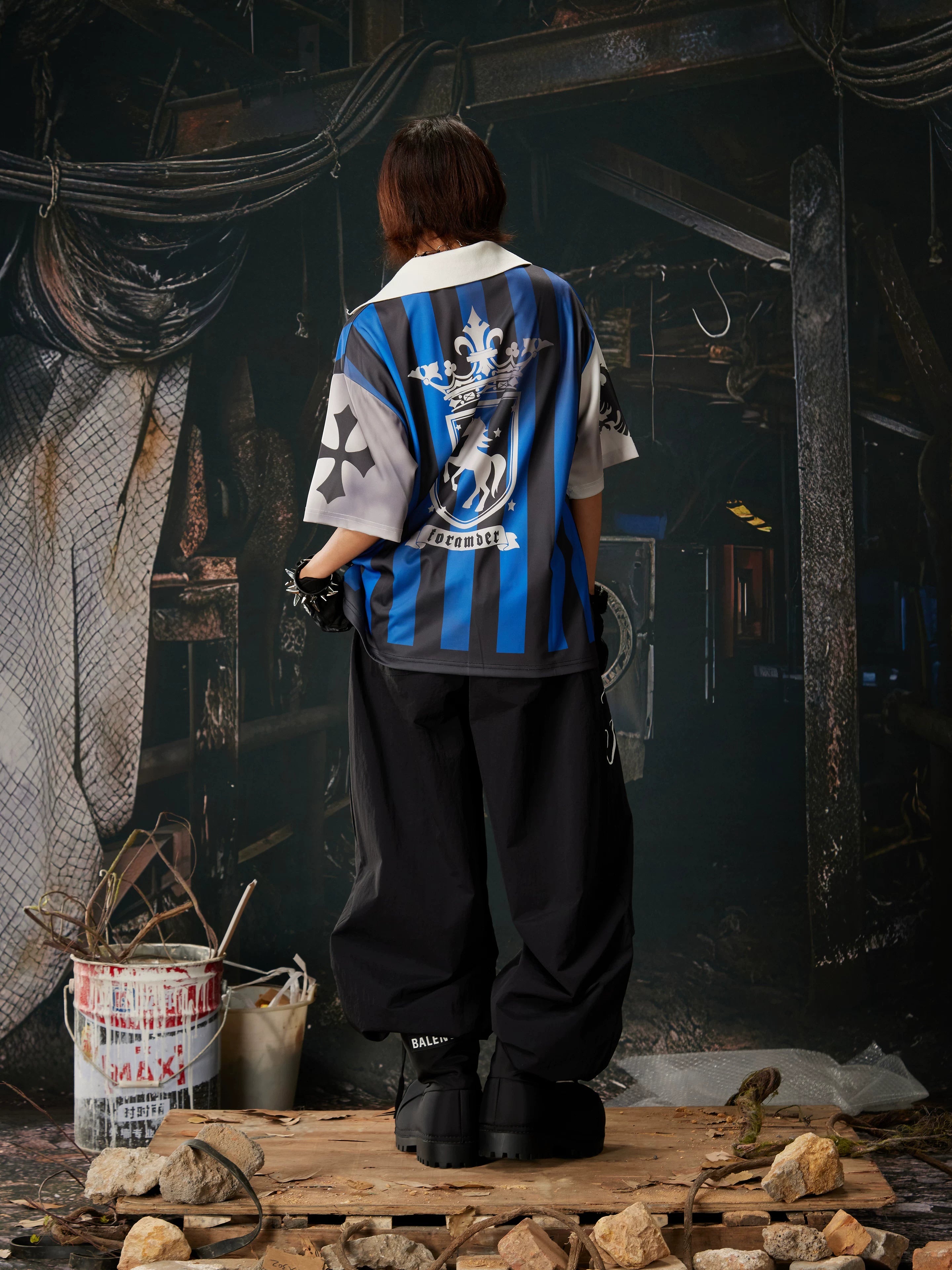 Blue Black Stripe Jersey Tee