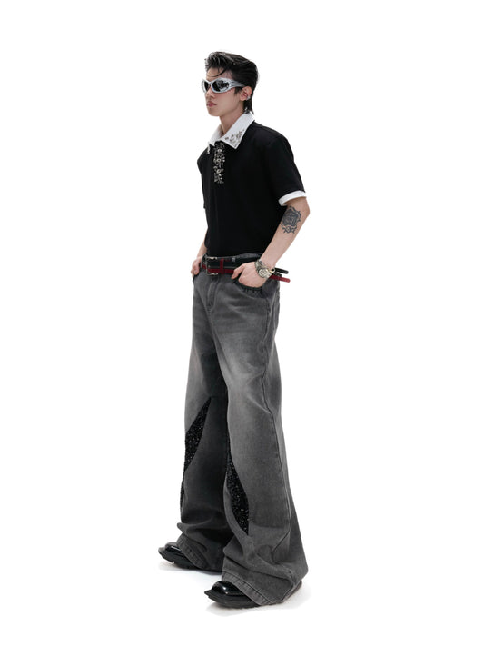 【25s Jul.】Vintage Iridescent Sequin Straight-Leg Casual Pants
