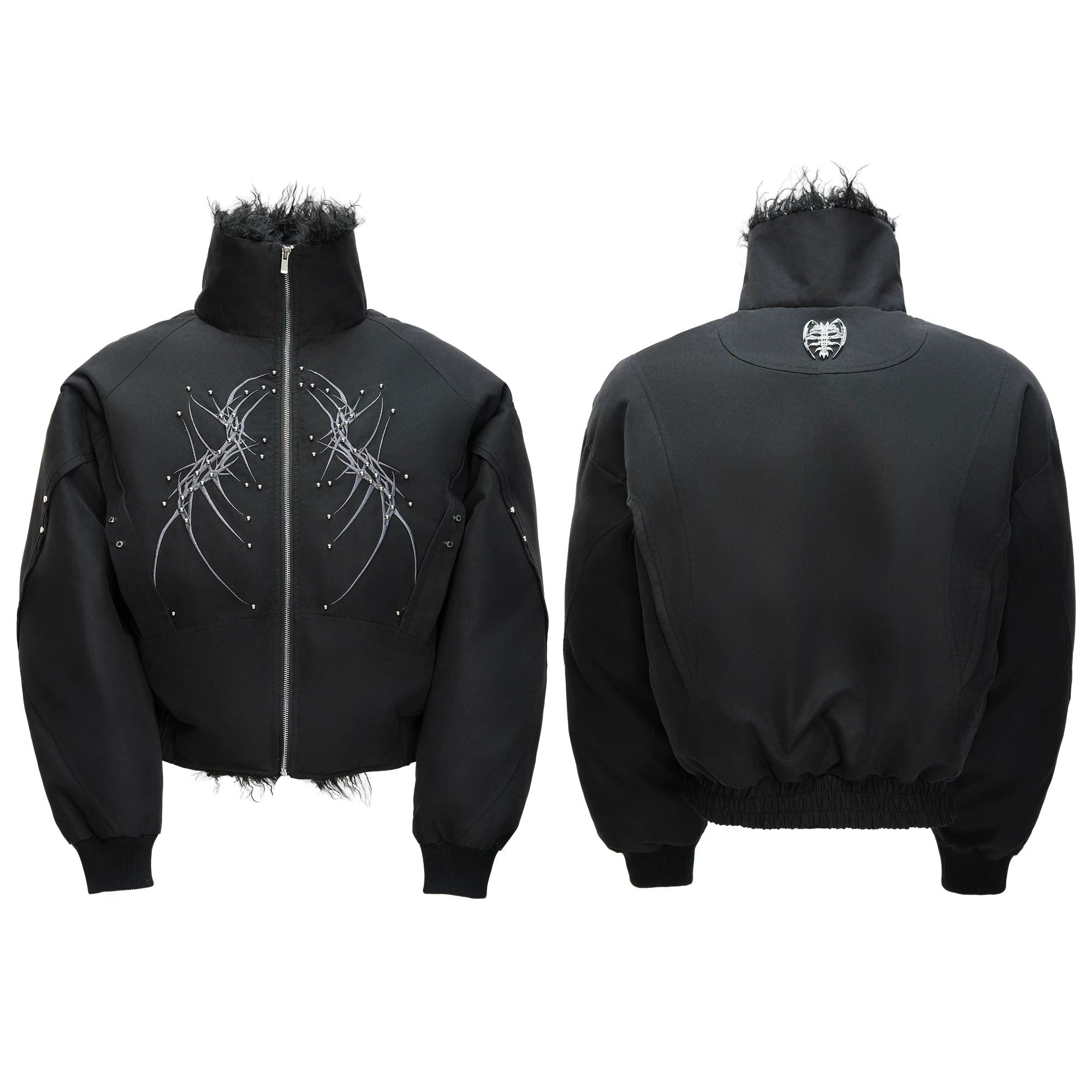 【26s Jan.】Embroidered Spine Rivet Cotton Coat