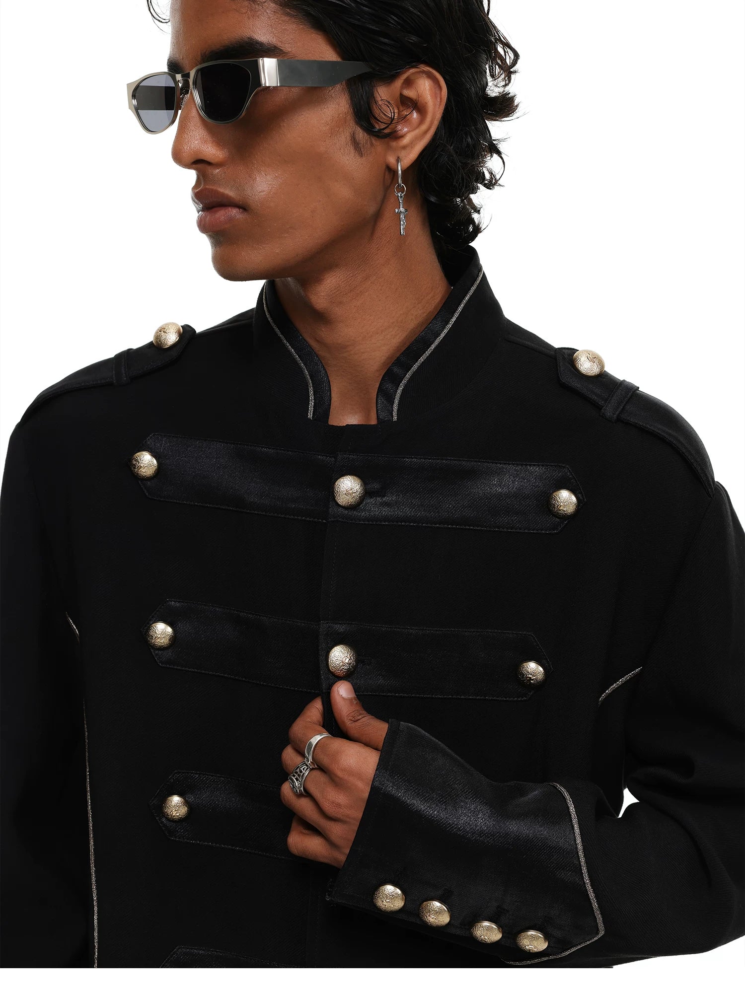 【26s May】Napoleonic Stand Collar Metal Button Lightweight Shirt Jacket