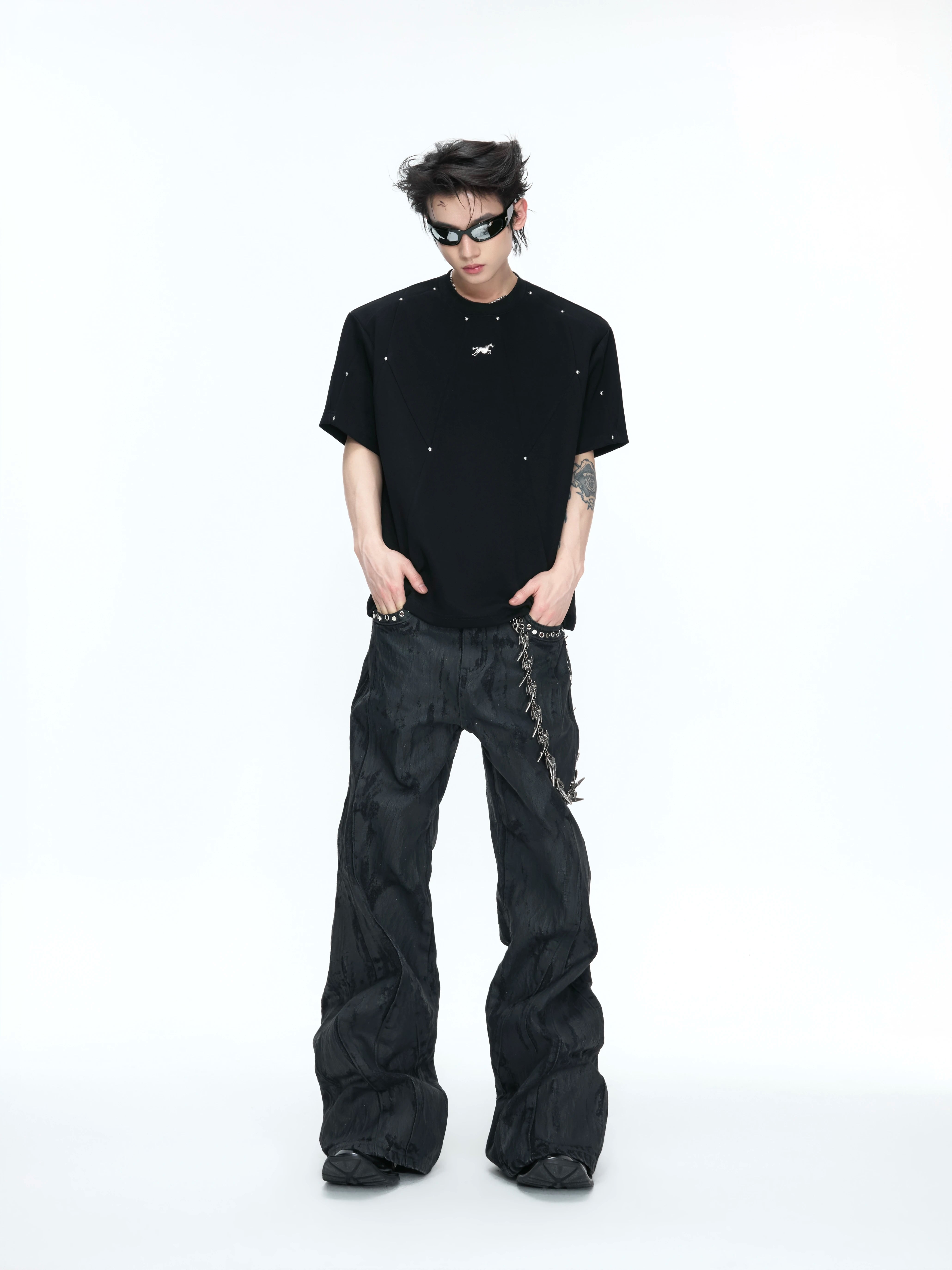 【26s May】Studded Deconstructed Boxy Shoulder Tee